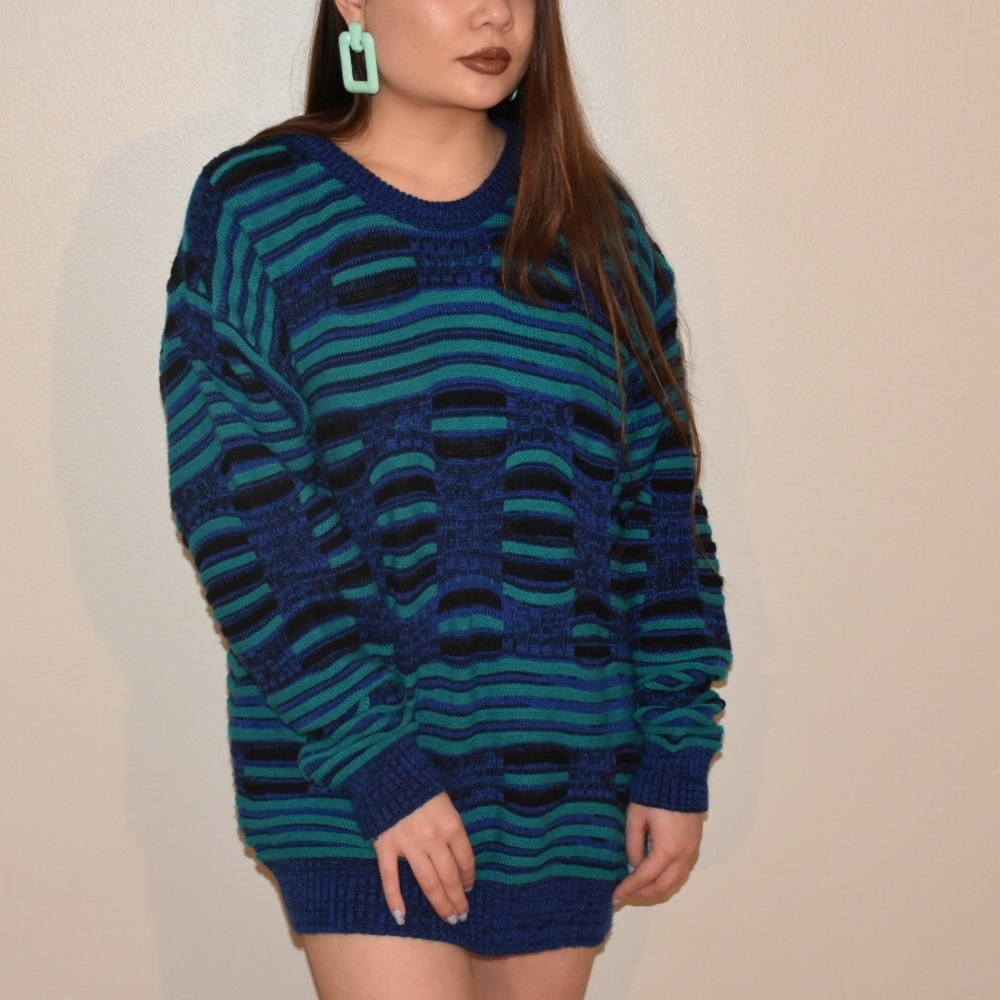 Teal and blue sweater